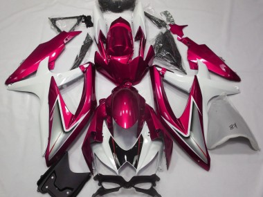 Rot Glänzend & Weiß 08-10 GSXR 600-750 Motorrad Verkleidung