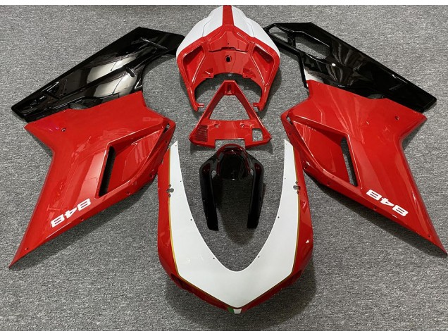 Rot Glänzend & Weiß (848 Aufkleber) 07-14 Ducati 848 1098 1198 Motorrad Verkleidung Rot Glänzend & Weiß (848 Aufkleber) 07-14 Ducati 848 1098 1198 Motorrad Verkleidung