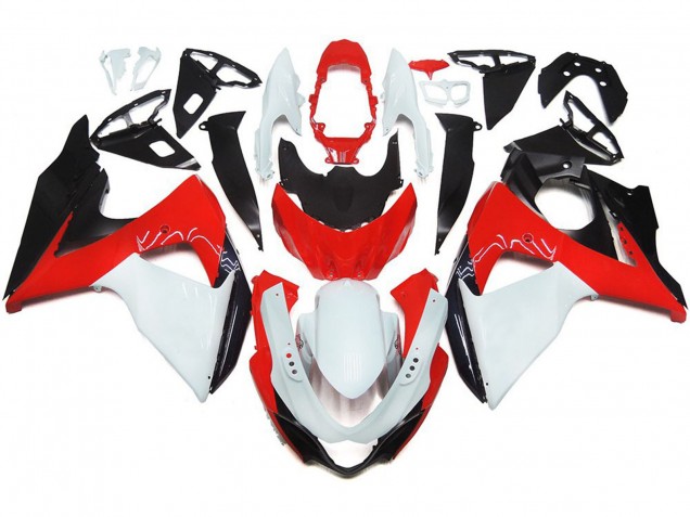 Rot Glänzend Mit Weiß & Schwarz 09-16 GSXR 1000 Motorrad Verkleidung Rot Glänzend Mit Weiß & Schwarz 09-16 GSXR 1000 Motorrad Verkleidung
