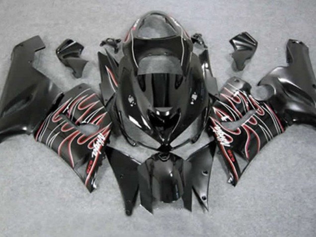 Rot Schwarz Flamme 05-06 ZX6R Motorrad Verkleidung
