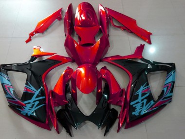 Rot & Schwarz Glänzend 06-07 GSXR 600-750 Motorrad Verkleidung