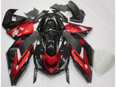 Rot & Schwarz Glänzend Schlicht 06-11 ZX14R Motorrad Verkleidung