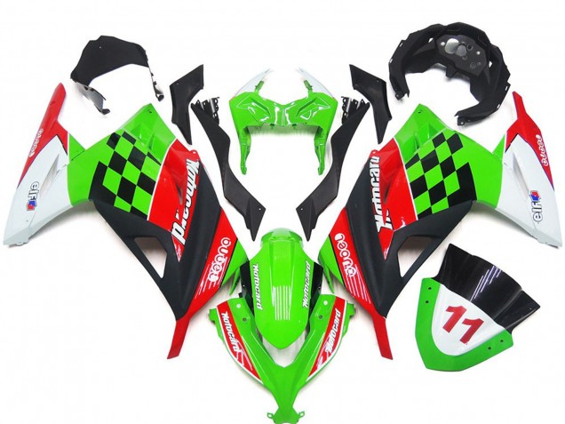 Rot & Schwarz Kariert Glänzend 13-18 Ninja 300 Motorrad Verkleidung