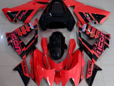 Rot & Schwarz & Logos 04-05 ZX10R Motorrad Verkleidung
