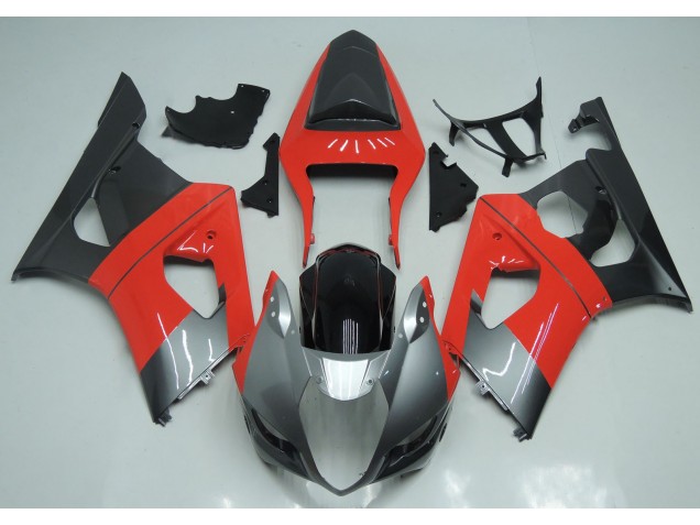 Rot-Silber & Schwarz 03-04 GSXR 1000 Motorrad Verkleidung Rot-Silber & Schwarz 03-04 GSXR 1000 Motorrad Verkleidung