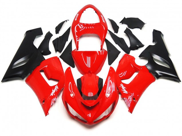 Schlichte Glanz Rot Weiße Aufkleber 05-06 ZX6R Motorrad Verkleidung