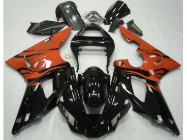 Schwarz Flamme & Orange 00-01 R1 Motorrad Verkleidung