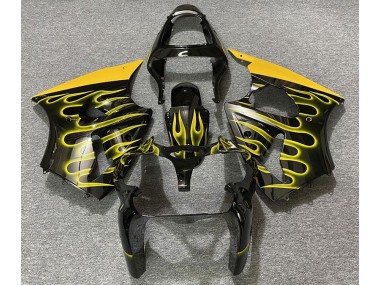 Schwarz Glänzend & Gelb Flame 00-02 ZX6R Motorrad Verkleidung