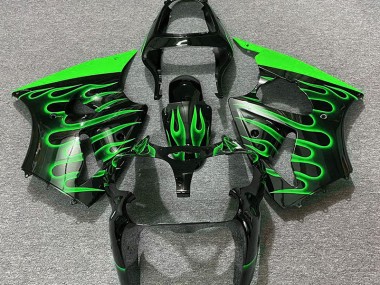 Schwarz Glänzend & Grün Flame 00-02 ZX6R Motorrad Verkleidung