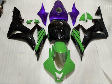 Schwarz Glänzend & Grüne & Violette Akzente 07-08 CBR600RR Motorrad Verkleidung