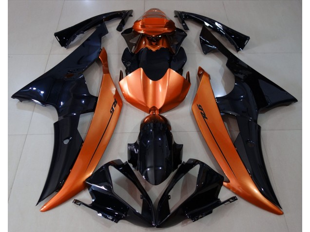 Schwarz Glänzend & Hellorange 08-16 R6 Motorrad Verkleidung