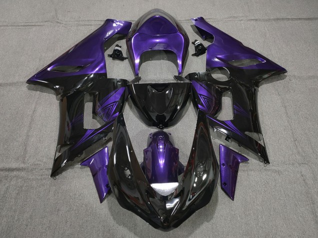 Schwarz Glänzend & Lila 05-06 ZX6R Motorrad Verkleidung Schwarz Glänzend & Lila 05-06 ZX6R Motorrad Verkleidung
