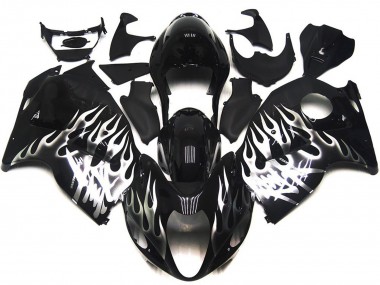 Schwarz Glänzend Mit Silber Flame 97-07 GSXR 1300 Motorrad Verkleidung