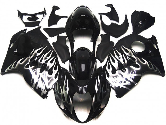 Schwarz Glänzend Mit Silber Flame 97-07 GSXR 1300 Motorrad Verkleidung