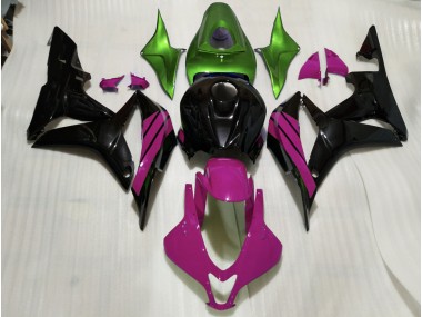 Schwarz Glänzend & Rosa & Grüne Akzente 07-08 CBR600RR Motorrad Verkleidung