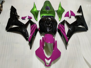 Schwarz Glänzend & Rosa & Grüne Akzente 07-08 CBR600RR Motorrad Verkleidung