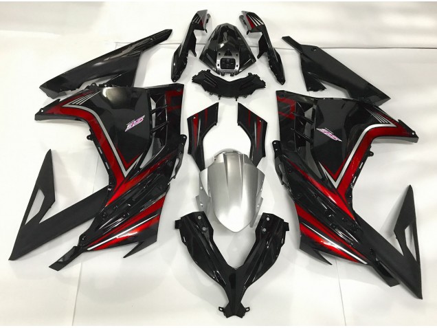 Schwarz Glänzend & Rot 13-18 Ninja 300 Motorrad Verkleidung