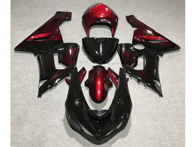 Schwarz Glänzend & Tiefrot 05-06 ZX6R Motorrad Verkleidung Schwarz Glänzend & Tiefrot 05-06 ZX6R Motorrad Verkleidung
