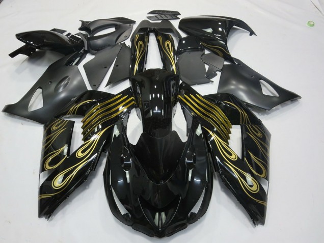Schwarz Gold & Weiß 06-11 ZX14R Motorrad Verkleidung