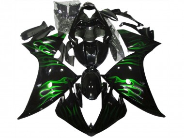 Schwarz & Grün Flamme 09-11 R1 Motorrad Verkleidung