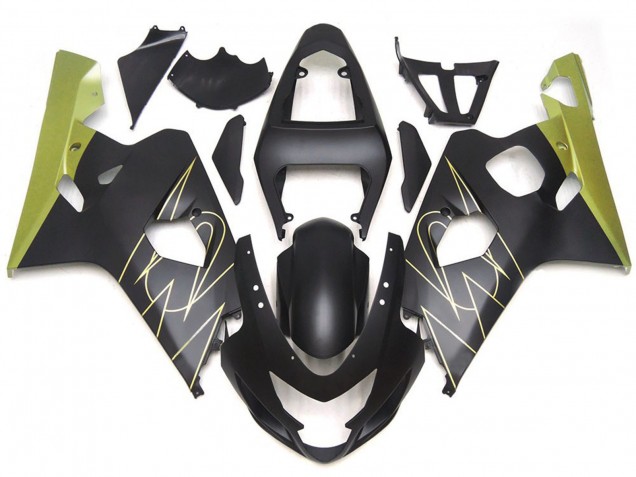 Schwarz Matt & Gold Corona Benutzerdefiniert 04-05 GSXR 600-750 Motorrad Verkleidung