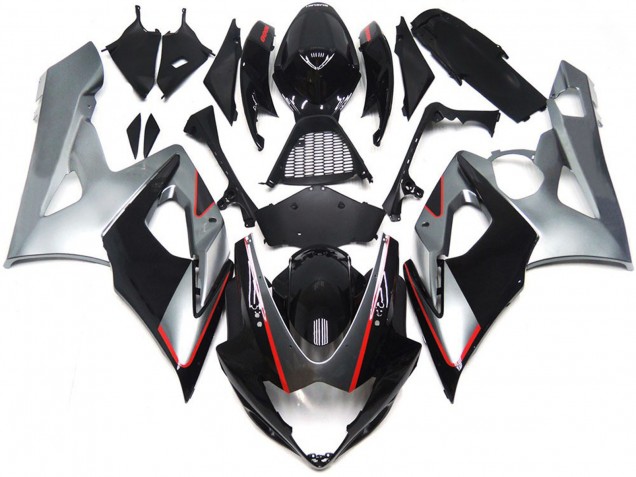 Schwarz & Silber Glänzend Mit Rot 05-06 GSXR 1000 Motorrad Verkleidung Schwarz & Silber Glänzend Mit Rot 05-06 GSXR 1000 Motorrad Verkleidung