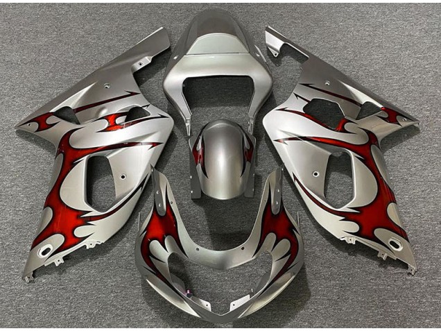 Silber Glänzend & Rot 01-03 GSXR 600-750 Motorrad Verkleidung Silber Glänzend & Rot 01-03 GSXR 600-750 Motorrad Verkleidung