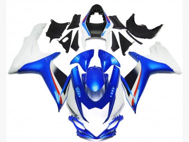 Tiefes Blau & Glänzender Weißstil 11-24 GSXR 600-750 Motorrad Verkleidung