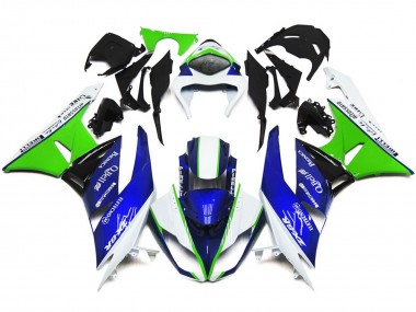 Tiefes Blau Grün & Weiß 09-12 ZX6R Motorrad Verkleidung